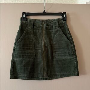 Hollister Forest Green Corduroy Ultra High Waisted Skirt